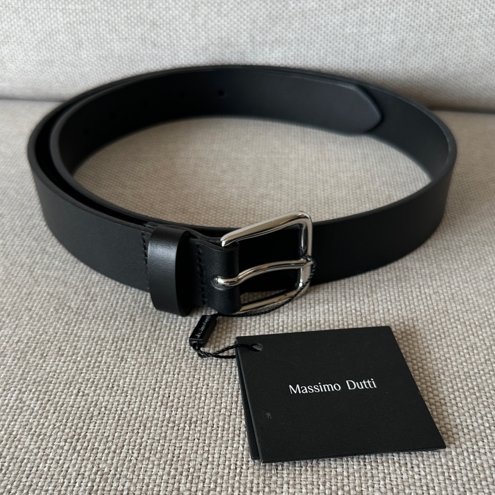 Massimo Dutti Men’s NAPPA LEATHER BELT WITH SQUARE BUCKLE Size US 34
